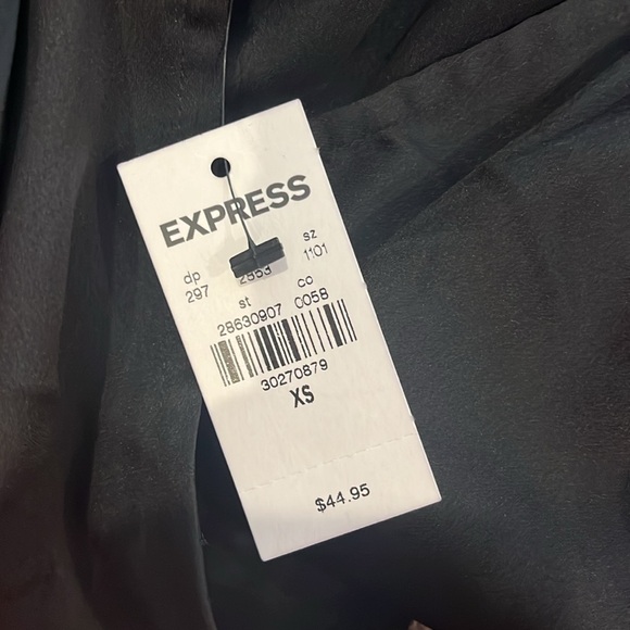 Express Black Satin Pleated Faux Wrap Cami Bodysuit NEW - Picture 5 of 5